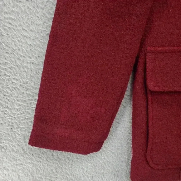 LL Bean Jacket Womens Medium Bellandi Boiled Wool Made In Italy Red Burgundy - Picture 6 of 10